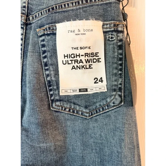 RAG & BONE Sofie High Rise Ultra Wide Leg Ankle Jeans Leland Size 24